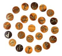 Zghhc Juego De 25 Piedras De Runa De Ojo De Tigre, Grabado De Anciano Futhark Vikingo, Runas del Alfabeto, Piedras Preciosas, Chakras, Equilibrio, Curación Reiki