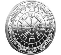 Zghhc Moneda De Mjolnir Vikingo Nórdico, Moneda De Martillo De Thor, Talismán De Mitología Nórdica (Moneda Vegvisir (brújula Vikinga), 1 Unidad