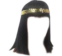 Zghhc Peluca De Cleopatra, Corta, Lisa, De Pelo con Flequillo, Estilo, para Mujer, para Halloween, Cosplay, Fiestas De Disfraces.