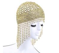 Zghhc Tocado De Cuentas Exótico, Tocado De Borla Bohemia, Gorra con Cuentas para Danza del Vientre, Accesorio para Cabello De Cleopatra Egipcia, Sombrero De Borla para Actuación En Escenario Nupcial