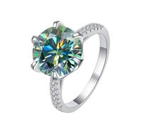 ZGHQHCDRH Anillo de diamantes, Anillos de moissanita 5 quilates for mujer, color D, VVS1, anillos compromiso clásicos con diamantes(Green,5)