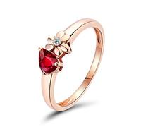 ZGHQHCDRH Anillos de promesa para mujer, anillos de boda de rubí de 0,4 quilates para mujer, anillos de aniversario de diamante rosa de 17,9 quilates para ella, talla H 1/2-Z