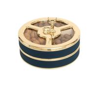 ZGHQHCDRH bandeja para frutos secos, Bandeja de aperitivos metal con 3 compartimentos extraíbles y rotación 360° for frutas, verduras dulces(Blue)