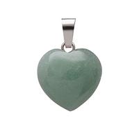 ZGHQHCDRH Brass Crystal Heart Stone Carved Necklace Charm Handmade Heart Charm With PU Cord Chain