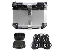 ZGHQHCDRH Caja Superior for Motocicleta, 28L, 36L, 45L, 55L, 65L, 80L, 100L, Caja de Almacenamiento con Cerradura, Trasera, Sistema liberación rápida Aluminio(B 45L)