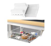 ZGHQHCDRH Cajón de Almacenamiento Oculto bajo la Mesa, estación Escritorio Oficina y Estante Pasta, Blanco, 4,19 cm(White1 24.5cm)