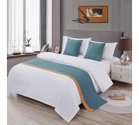 ZGHQHCDRH Cama Valance, Camino De Cama Bufanda Bicolor Empalme Corredores King Size Algodón Cáñamo Ropa Bufandas Protección for Dormitorio Hotel Sala Bodas Colcha for Pie(D,50 * 240cm for 180cm Bed)