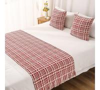 ZGHQHCDRH Cama Valance, Camino de Cama Hotel, Funda Punto Color sólido, Bufandas for for el hogar, colchas, Bufanda, for, Decoraciones for Ropa(Red,140x210cm for 150cm Bed)