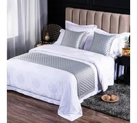 ZGHQHCDRH Cama Valance, Camino de Cama, Ropa rombal Moderna, sólida y Transpirable, Bufanda protección for el Extremo la, Bufandas for Dormitorio, Colcha Hotel(Grey,50 * 240cm for 180cm Bed)