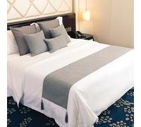 ZGHQHCDRH Cama Valance, Caminos De Cama for Queen Size, Bufanda Decorativa Naranja, Bufandas Y Fundas Almohada for, Toalla Extremo Doble Cara for Hoteles Hogares(Grey,45 * 240cm for 200cm Bed)