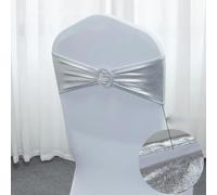 ZGHQHCDRH Cintas para sillas, 50 unids/Lote decoración for sillas de Boda, Fajas metálicas Doradas for, con Nudos, Lazos for Banquete y Fiesta, Decoraciones for for Eventos(Silver)