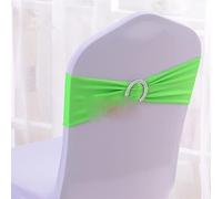 ZGHQHCDRH Cintas para sillas, Fajas for sillas, Banda for Silla, Banda de Licra, Lazo con Hebilla for Cubierta de Silla, Evento, Fiesta, decoración de Hotel, 50 Uds.(Green)