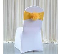 ZGHQHCDRH Cintas para sillas, Fajas for sillas, Faja de Licra con Bola de Flores for Silla, Funda for Silla, decoración for Boda, Evento, Fiesta, Hotel(Yellow)