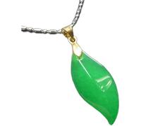 ZGHQHCDRH Colgante de collar de jade verde natural Feng Shui para mujer, hoja de jade auténtica de yoga, hoja de sauce chapada en S925