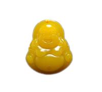 ZGHQHCDRH Collar con colgante de jade amarillo Feng Shui natural para mujer, auténtico yoga, Buda riendo a la moda, auspicioso