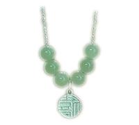 ZGHQHCDRH Collar con colgante de Jade Hetian verde Natural Feng Shui para mujer, placa genuina de Yoga pacífica y bendecida S925