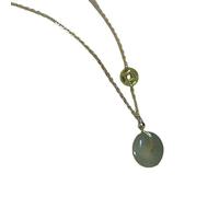 ZGHQHCDRH Collar con colgante de jade hetiano verde natural de Feng Shui para mujer, cadena chapada en S925