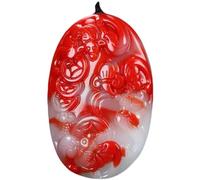 ZGHQHCDRH Collar con colgante de jade natural Feng Shui rojo y blanco para mujer, auténtico yoga, colorido, bendición de murciélago a la vista