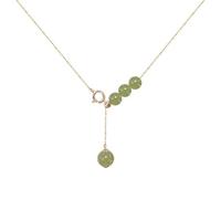 ZGHQHCDRH Collar con colgante de Jade Natural Feng Shui verde Hetian para mujer, cadena de hueso de lapislázuli auténtica para Yoga, chapado en S925