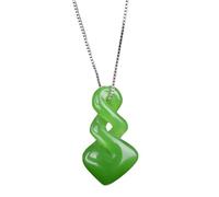 ZGHQHCDRH Collar con colgante de jade verde natural Feng Shui para mujer, cadena auténtica de jaspe de yoga S925