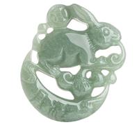 ZGHQHCDRH Collar con colgante de jade verde natural Feng Shui para mujer, conejo jadeíta de yoga auténtico