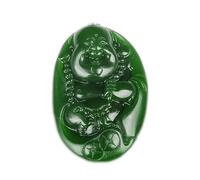 ZGHQHCDRH Collar con colgante de Jade verde oscuro Feng Shui Natural para mujer, jaspe de Yoga auténtico, Buda de gran barriga, moda auspiciosa