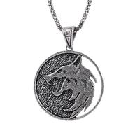 ZGHQHCDRH Collar con colgante de mago de Moda Gótica Vintage, colgante, medallón, mago, Lobo, caza salvaje, collar para hombre