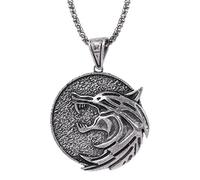 ZGHQHCDRH Collar con colgante de mago de Moda Gótica Vintage, colgante, medallón, mago, Lobo, caza salvaje, collar para hombre