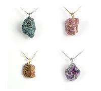 ZGHQHCDRH Collar de lapislázuli con cristal de apatita azul irregular natural y ojo de tigre y alambre de turquesa, amatistas, colgante de clavícula, joyería, A, Estándar, Estándar