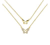 ZGHQHCDRH Collar de mariposa de doble capa para mujer, cadena de clavícula, joyería de moda
