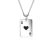 ZGHQHCDRH Collar de orgullo para hombre, collar con colgante de póker llamativo, Color rojo y negro, acero titanio, regalo de joyería de moda