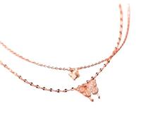 ZGHQHCDRH Collar de plata para mujer, Collar de oro rosa en capas ley for mujer, plata S925, doble capa, mariposa, delicado, moderno, gargantilla, cadena, joyería bohemia for sus niñas y parejas