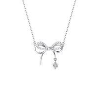 ZGHQHCDRH Collar de plata para mujer, Collar Vintage De Ley for Mujer Plata S925 Lazo Circón Gargantilla Moda Delicada Delicado Joyería Regalo Cadena for Ellas Parejas Niñas