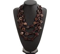 ZGHQHCDRH Collar llamativo de 3 capas, gargantilla bohemia para mujer, collares de cuentas de madera de moda Multicolor