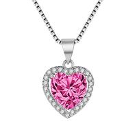 ZGHQHCDRH Collar moderno 925 con colgante de corazón, joyería con piedras preciosas de circón, aniversario para mujer, regalo de promesa para fiesta de boda