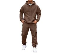 ZGHQHCDRH Conjunto Chandal Hombre Forro Polar Sudaderas Hombres con Capucha Chandal Completo con Bolsillos Jogging Pantalon Termico de Deporte Forro Polar Hombre Marrón S