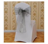 ZGHQHCDRH Correas para sillas con Lazo, 25 unids/Set de Bandas for sillas Organza, Cubierta Nudo for Silla Boda, decoración, Lazo, cinturón, Corbatas for Banquete Bodas(Silver Gray)