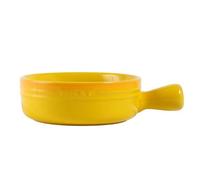 ZGHQHCDRH Cuenco de cerámica para fideos, Cuenco de cerámica for fideos instantáneos, sopa con asa, ramen individual for 1 persona, Pho pequeño, fuente redonda for hornear(Yellow)