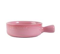 ZGHQHCDRH Cuenco de cerámica para fideos, Cuenco de cerámica for fideos instantáneos, sopa con asa, ramen individual for 1 persona, Pho pequeño, fuente redonda for hornear(Pink)