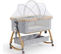 ZGHQHCDRH Cuna, Moisés De Noche for Bebé, Cama con Ruedas, Mosquitera Y Cesta Almacenamiento, Mecedora 6 Alturas Ajustables,D(E)
