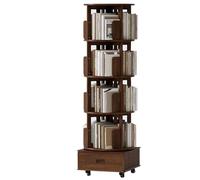 ZGHQHCDRH Estantería de Madera Maciza Estante de Almacenamiento Giratorio de Varios Niveles Estante for Sala de Estar con cajón y Ruedas universales for su Uso(Wood Color,150.5 * 49cm)