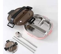 ZGHQHCDRH Fiambrera, Bento Boxes Caja Separada De Acero Inoxidable, Fiambrera con Compartimento Aislamiento Portátil Cubiertos for Adolescentes(Pink)