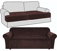 ZGHQHCDRH Fundas para sofás, Juego de Fundas sofá 3 Piezas Terciopelo for Dos plazas con Funda elástica y cojín en T Independiente Color Gris(Brown)