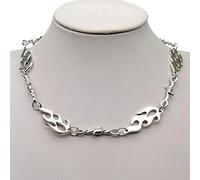 ZGHQHCDRH Gargantilla de alambre con espinas de hierro y corazón de melocotón para mujer, collar con llamas, estilo gótico Punk de Hip-hop, cadena de espinas de alambre de púas, regalo