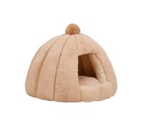 ZGHQHCDRH La Cama for Mascotas de Felpa cálida y Cerrada con Forma hemisférica es fácil de Limpiar y Mantener, Exquisita y Elegante.(Camel,48cmx40cm)