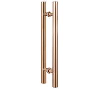 ZGHQHCDRH Manilla de puerta, Tiradores de puerta largos de doble cara con forma de H de vidrio for baño, restaurante, hotel, oficina, cafetería, dorado plateado(Brass,Length60cm)