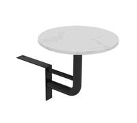 ZGHQHCDRH mesita Auxiliar Redonda de Pared, Mesa Auxiliar Moderna de cóctel pequeña con Acabado terrazo Blanco y Base Hierro for mostrador Bar o bistró(Black,40 * 40cm/15.8 * 15.8in)