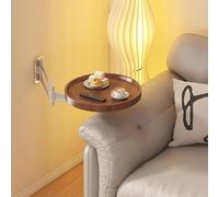 ZGHQHCDRH mesita Auxiliar Redonda de Pared, Mesa Plegable de Pared 28 cm con Bandeja Redonda pequeña, Escritorio y mesita Noche diseño abatible(Walnut Color)