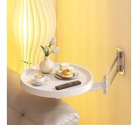 ZGHQHCDRH mesita Auxiliar Redonda de Pared, Mesa Plegable de Pared 28 cm con Bandeja Redonda pequeña, Escritorio y mesita Noche diseño abatible(White Color)