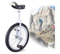 ZGHQHCDRH Monociclo, Neumáticos Antideslizantes Ajustables for Exteriores de 18 Pulgadas, con Soporte Almacenamiento Resistente(White)